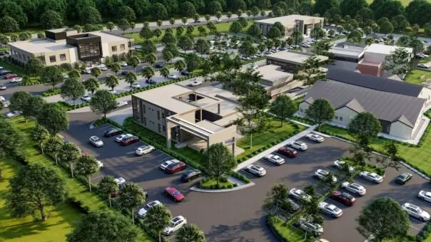 3d rendering of master plan isometric view of commercial building