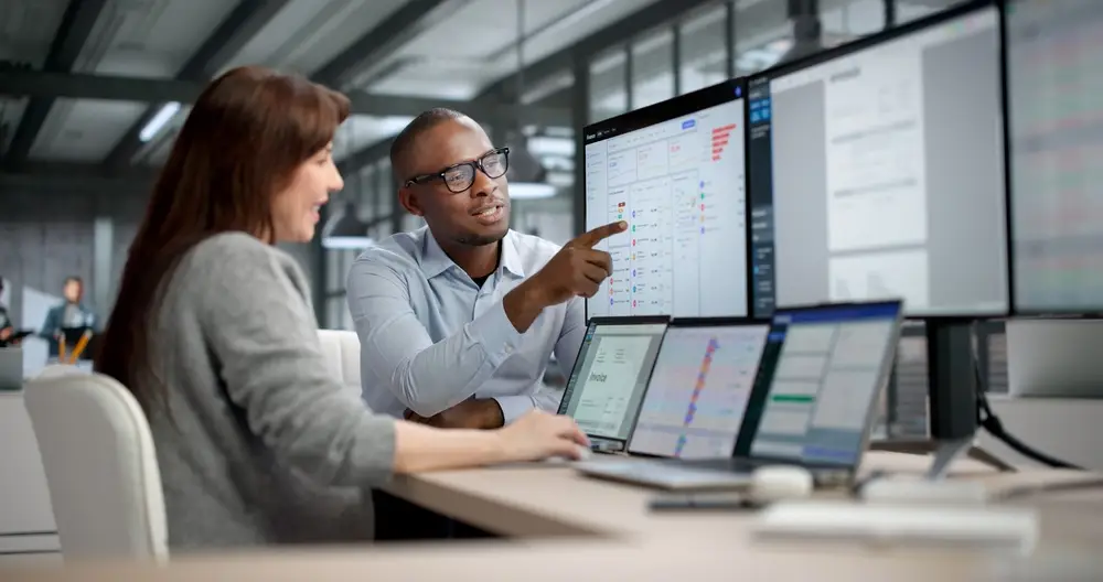 A consultant helping a business check their financial performance